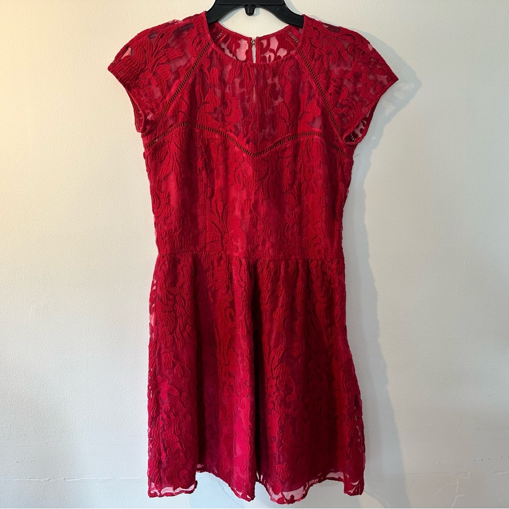 Dolce Vita Embroidered Floral Lace Layered Formal Midi Dress Womens Size Large